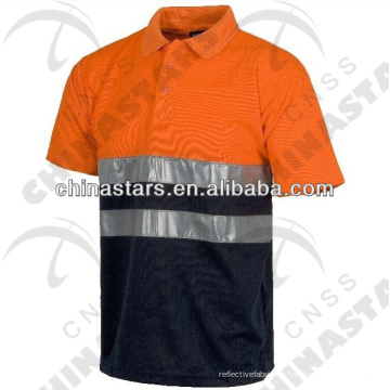 100% Polyester Reflektierende Kontrastfarbe Polo T-Shirt in verschiedenen Farbkombinationen